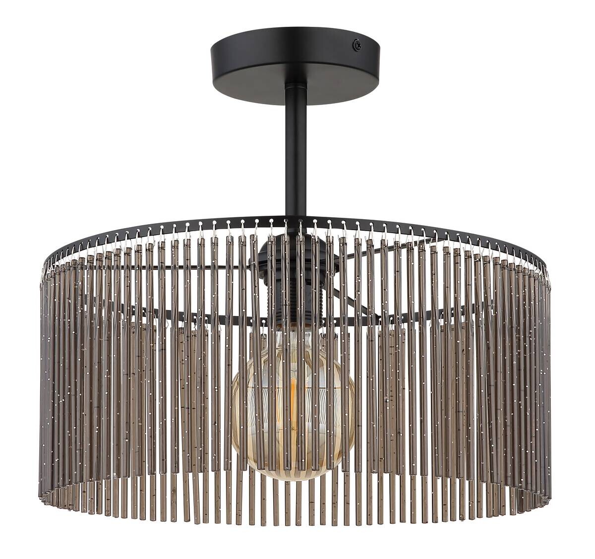 GLOBO Deckenleuchte Leeds schwarz Rauch Metall Kunststoff H/D: ca. 32x35 cm E27 1 Brennstellen
