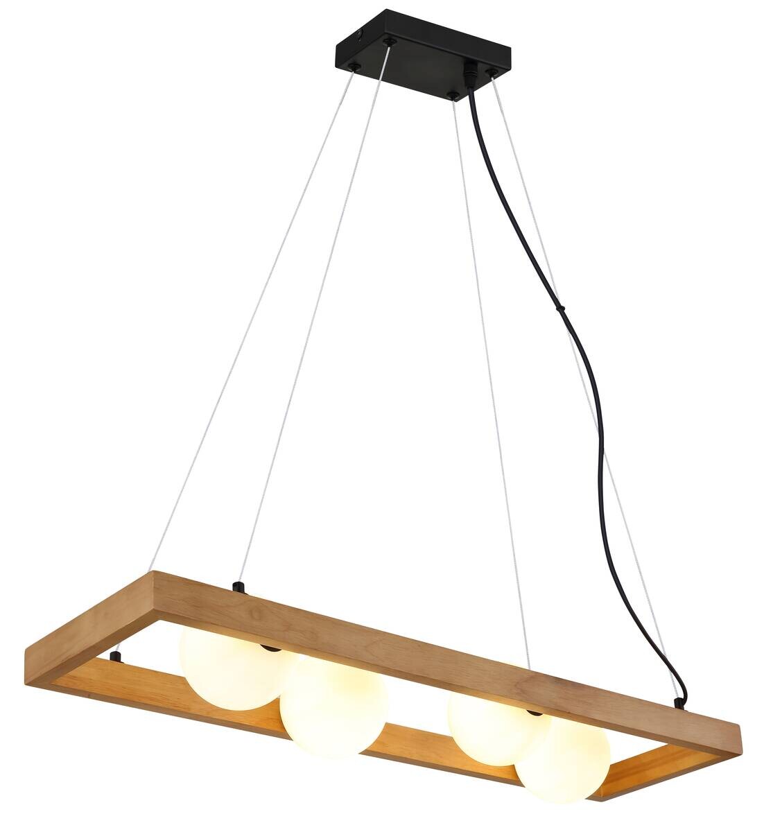 GLOBO Pendelleuchte Opal schwarz Glas Metall B/H/T: ca. 24x150x84 cm G9 4 Brennstellen