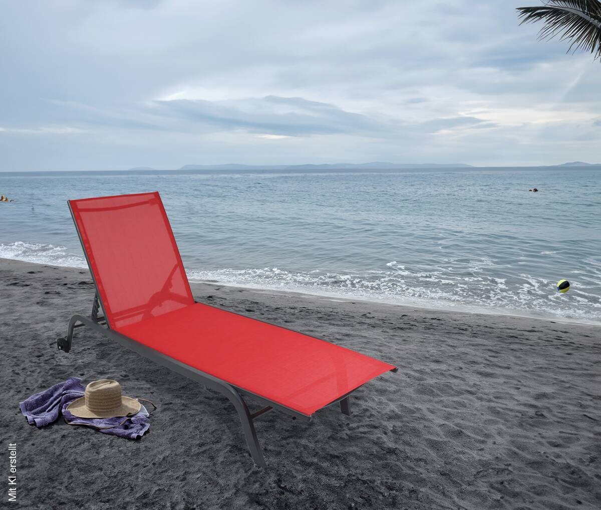 VCM Sonnenliege Sonlas rot Textilene B/H/L: ca. 58x32x192 cm