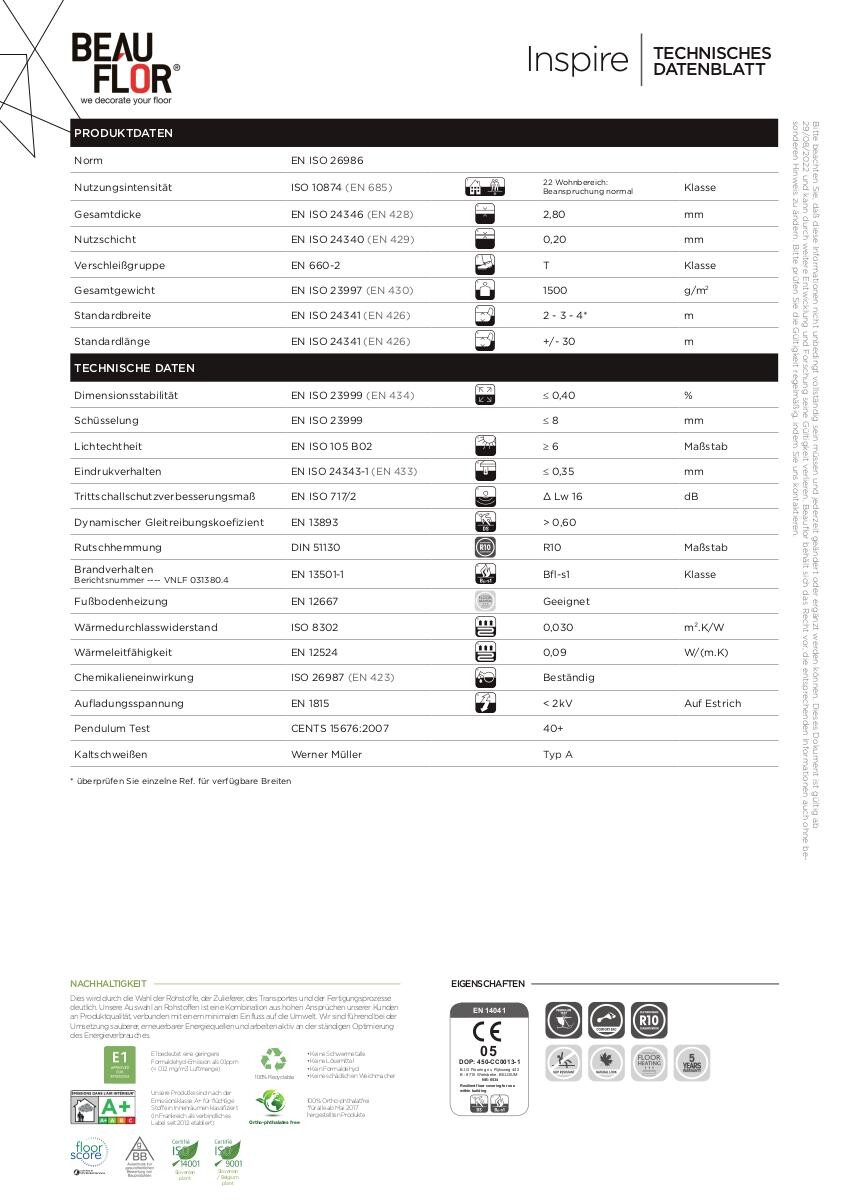 Vinylboden Inspire grau Eiche B: ca. 200 cm pro m²