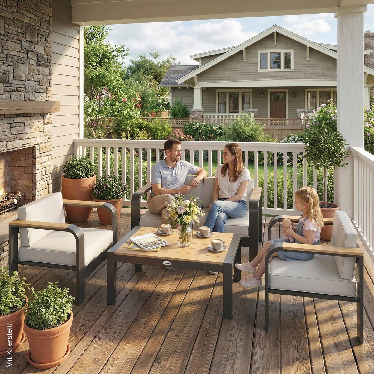 Outsunny Balkonmöbel-Set schwarz Aluminium B/H/L: ca. 70x62x138 cm