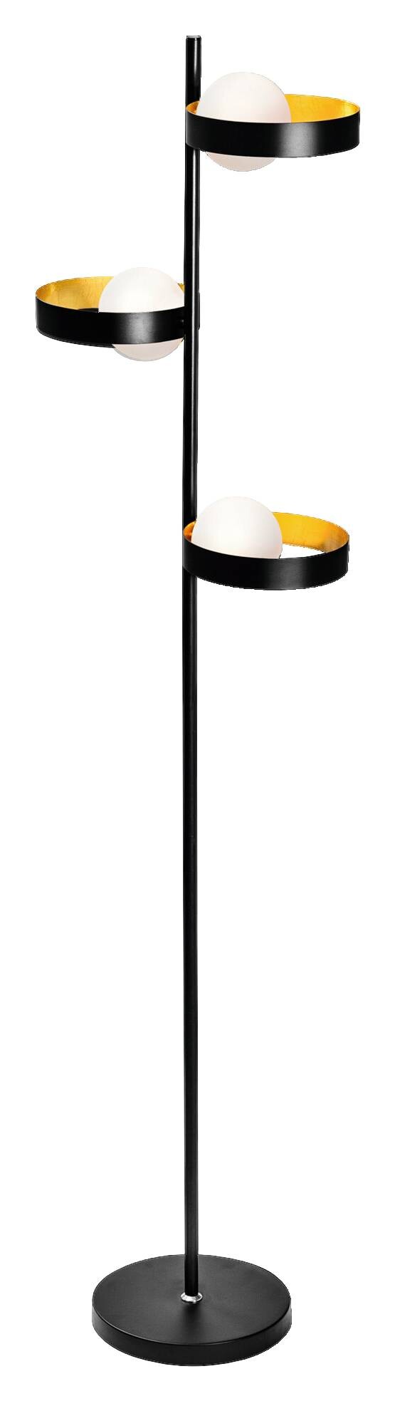 LEDVANCE Stehlampe Memphis schwarz gold weiß Metall Glas H/D: ca. 148x38,8 cm G9 3 Brennstellen