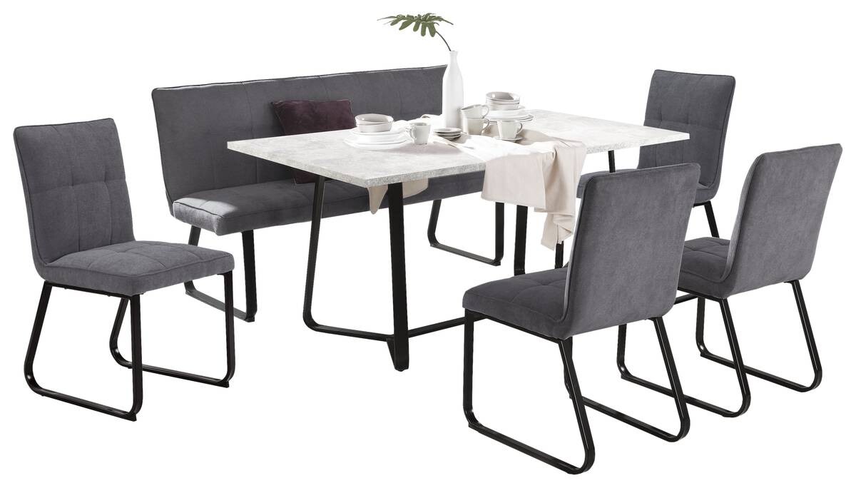 Stuhl TALEA 2er-Set dunkelgrau schwarz Webstoff Metall B/H/T: ca. 46x86x55 cm