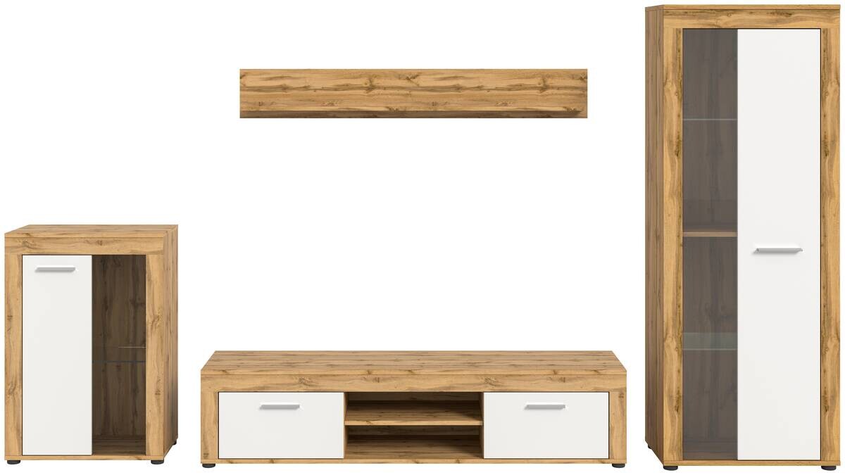 Wohnwand Jam Eiche Wotan Nachbildung weiß B/H/T: ca. 310x169x35 cm