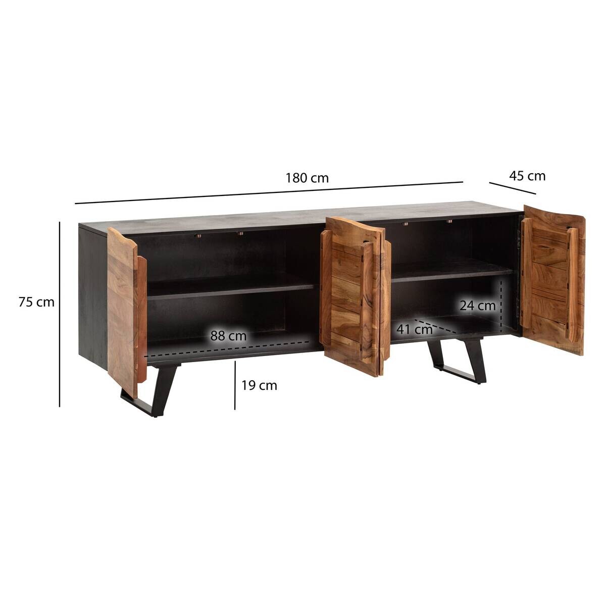 Sideboard braun B/H/T: ca. 180x75x45 cm