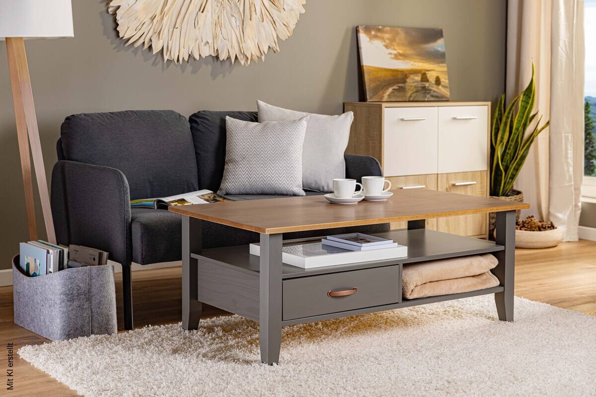 Couchtisch LUZERNA grau lackiert B/H/L: ca. 45x60x115 cm