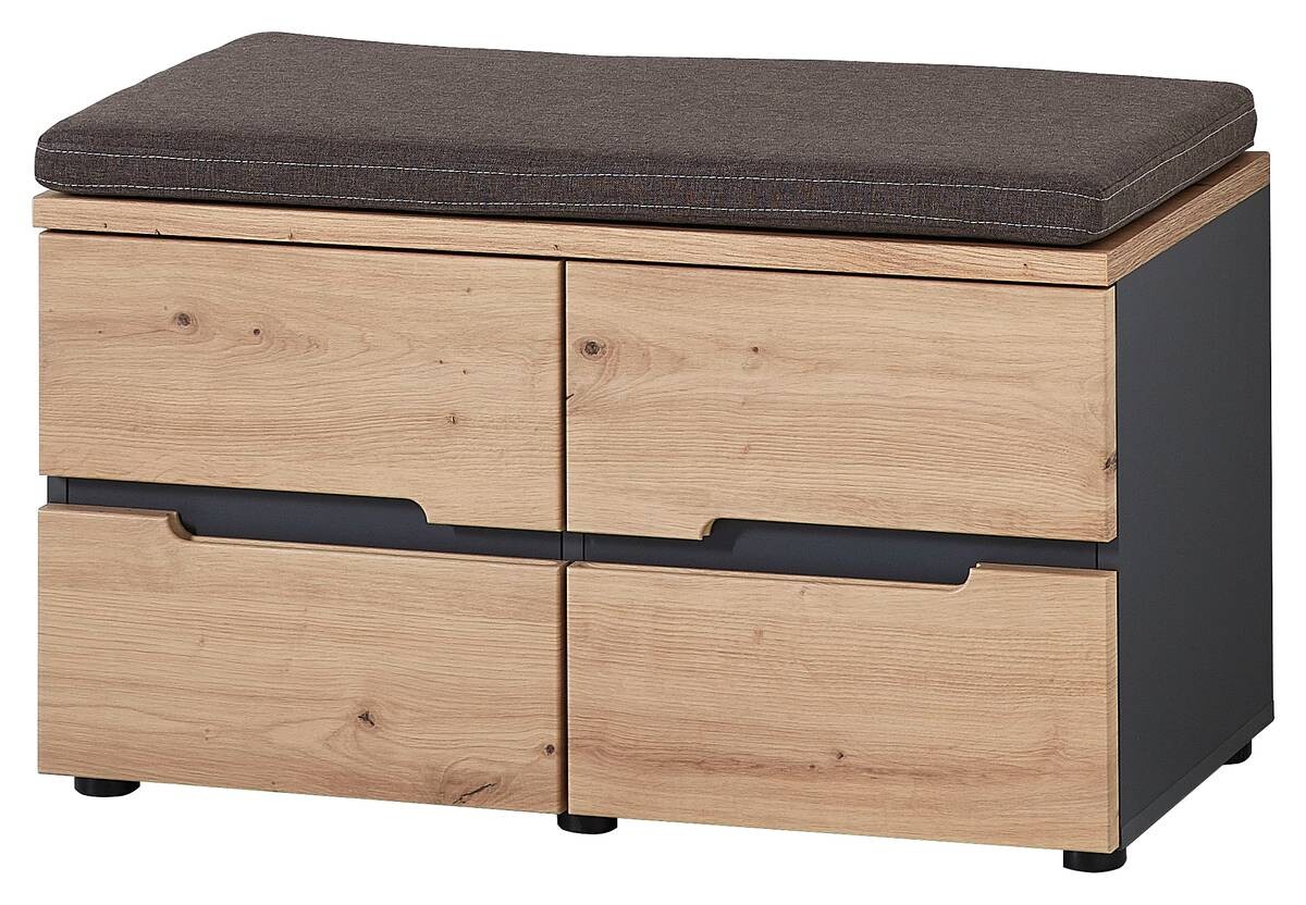 Sitzbank Memphis Eiche Artisan Nachbildung Graphit B/H/T: ca. 80x49x38 cm