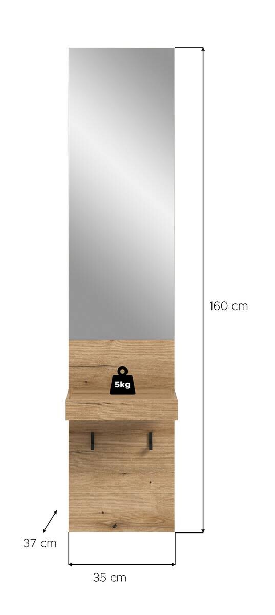 Spiegelpaneel Naro Evoke Oak Nachbildung B/H/T: ca. 35x160x37 cm