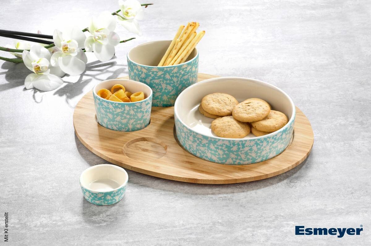 Esmeyer Servier-/Snack-Set KORFU türkis Steingut