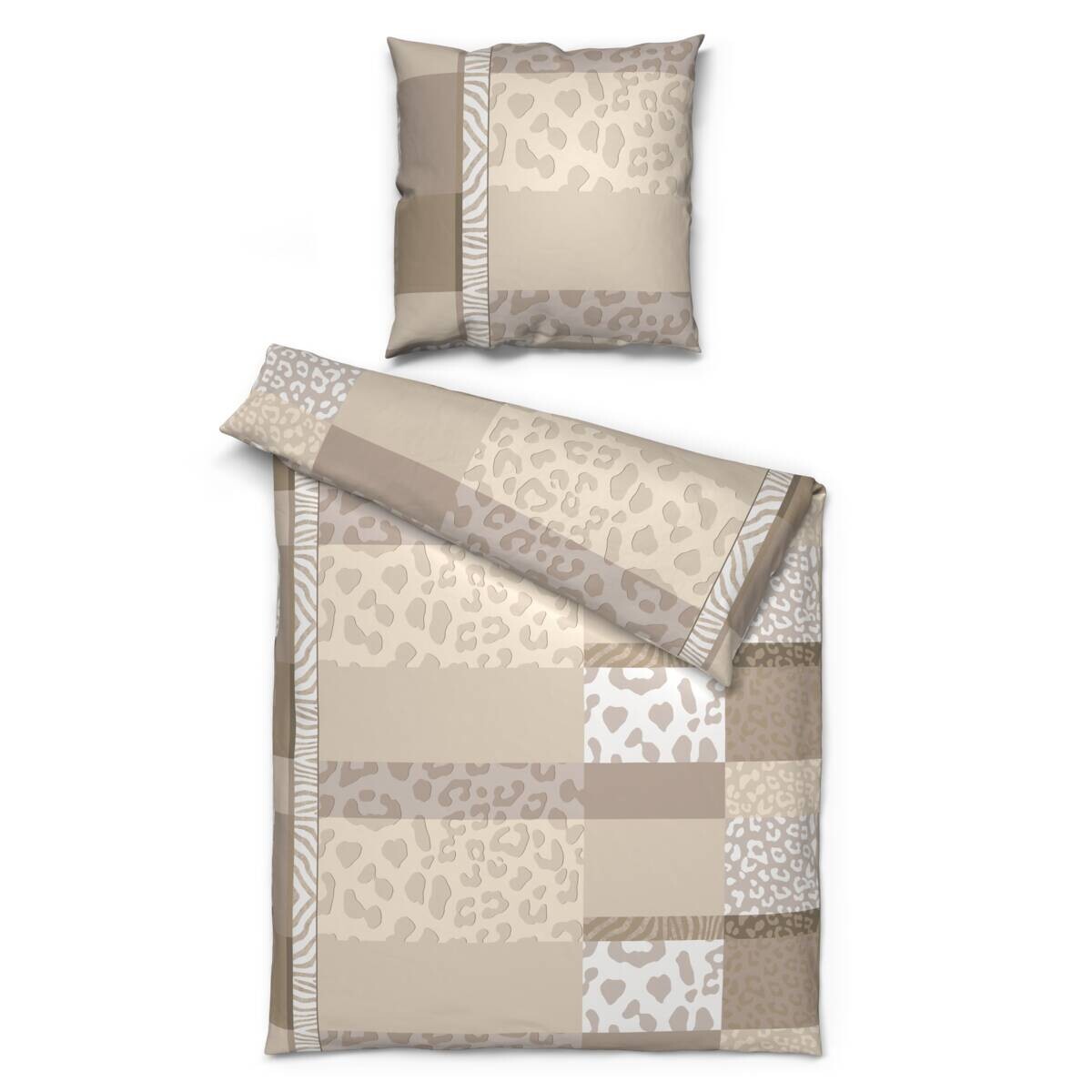 Sensation Baumwoll Bettwäsche Cotton touch braun beige 52% Baumwolle, 48% Polyester B/L: ca. 135x200 cm