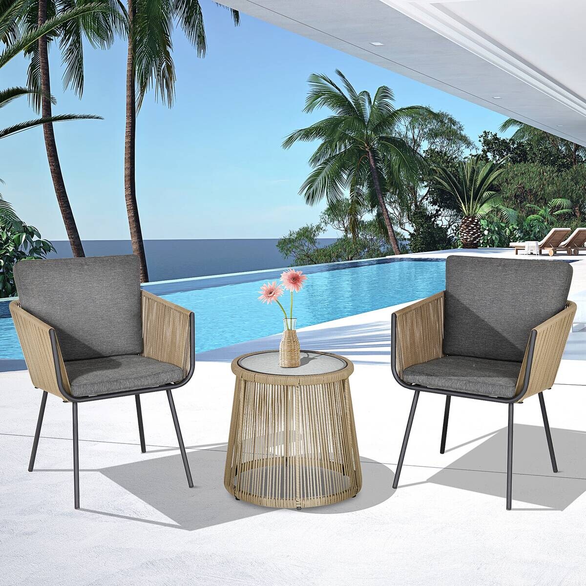 Outsunny Sitzgruppe grau Polyester B/H/L: ca. 60x60x67 cm