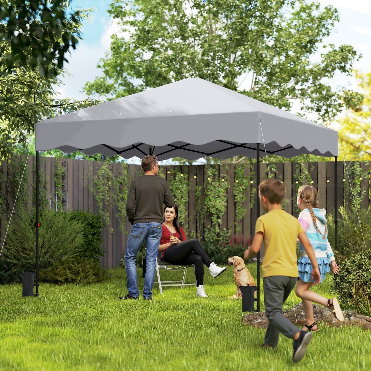 Outsunny Pavillon hellgrau Polyester B/H/L: ca. 297x287x297 cm