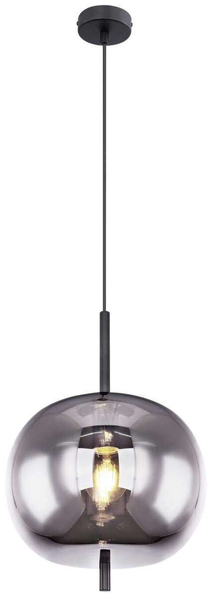 GLOBO Pendelleuchte Blacky schwarz Metall Rauchglas H/D: ca. 120x30 cm E27 1 Brennstellen