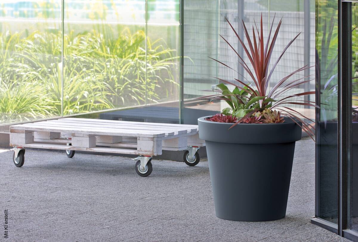 Prosperplast Pflanztopf Lofly anthrazit Kunststoff H/D: ca. 52x58 cm