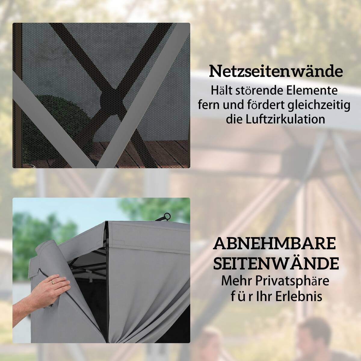 Outsunny Pavillon dunkelgrau Polyester B/H/L: ca. 185x205x185 cm