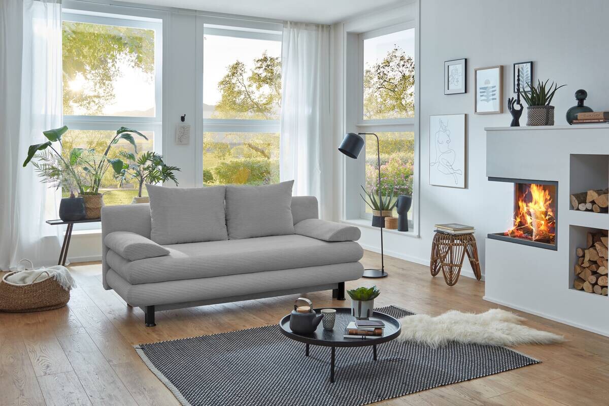Schlafsofa silber Microfaser B/H/T: ca. 190x93x92 cm