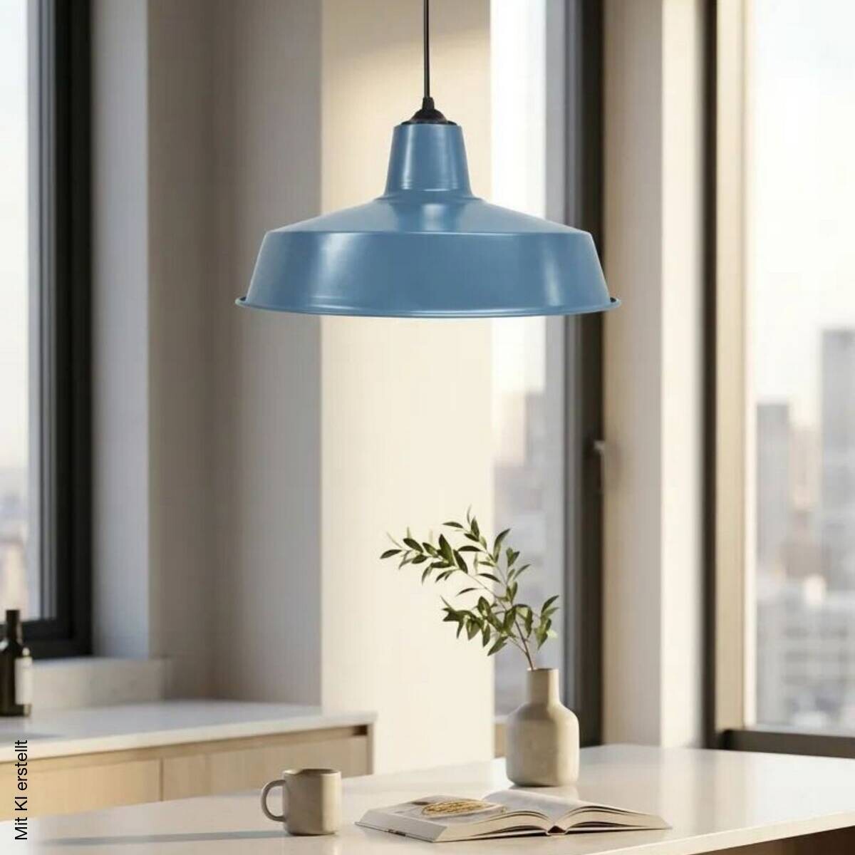 Opviq Pendelleuchte blau B/H/T: ca. 35x100x35 cm E27 1 Brennstellen