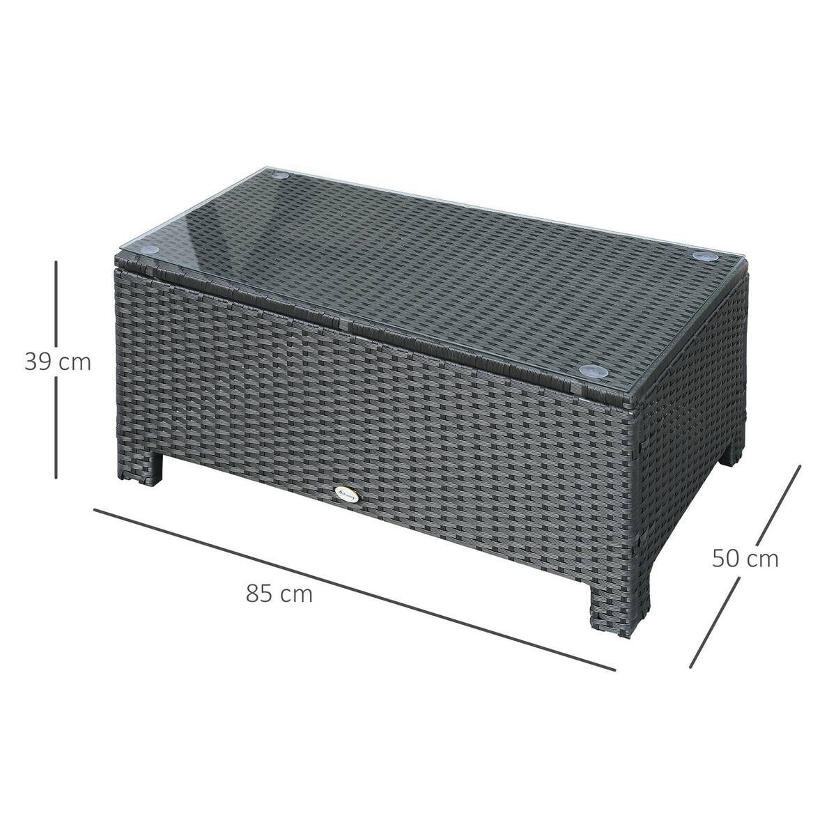 Outsunny Beistelltisch schwarz Glas B/H/L: ca. 50x85x39 cm