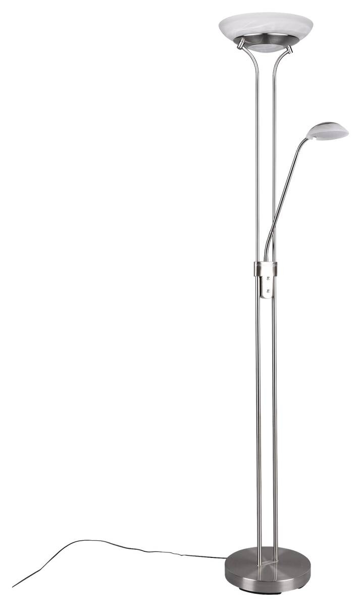 Reality Stehleuchte Orson nickel matt weiß Metall Glas H/D: ca. 180x32 cm