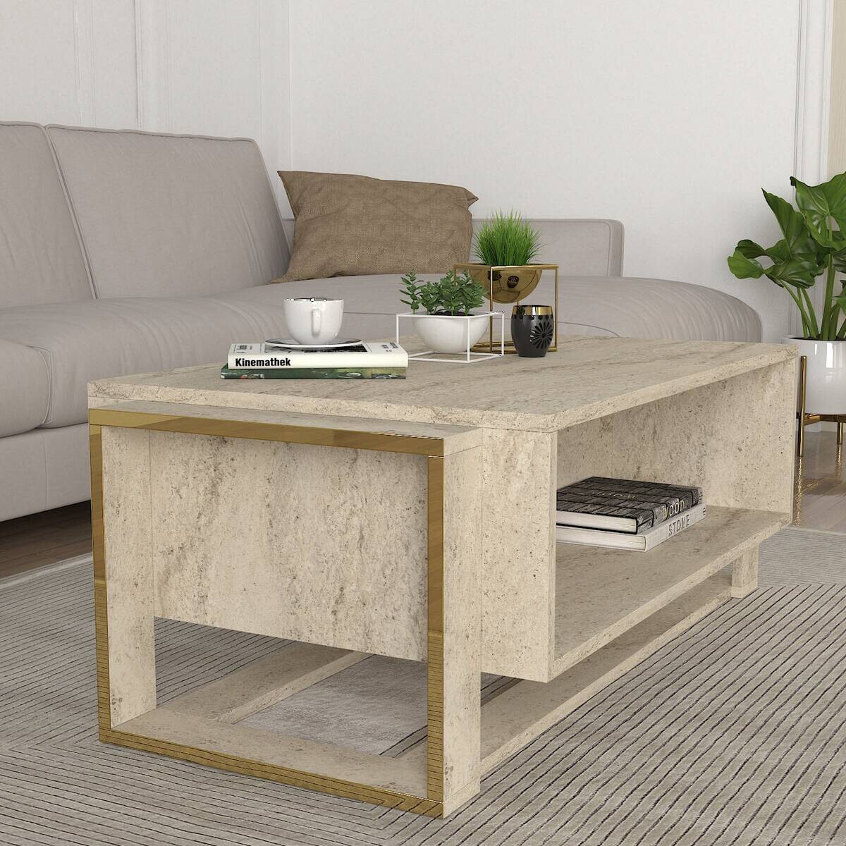 moebel17 Couchtisch Bianco beige Spanplatte B/H/T: ca. 107x41x60 cm