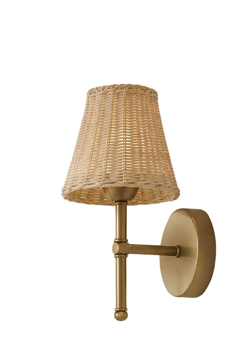 Wandleuchte beige Metall Rattan B/H/T/L: ca. 26x21x26x14 cm GU10 1 Brennstellen