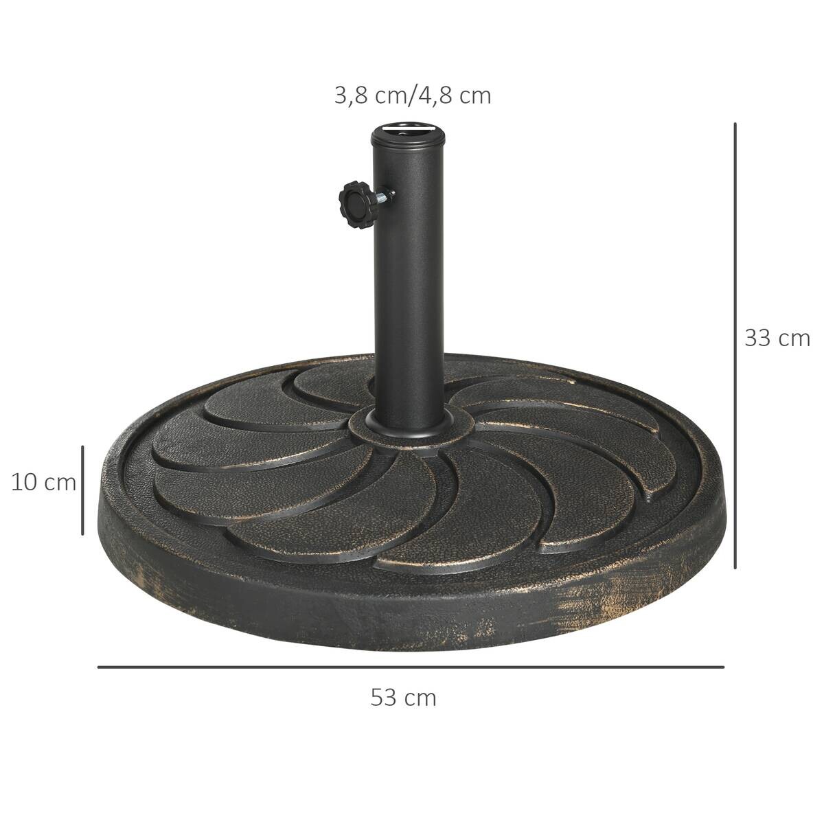 Outsunny Schirmständer bronze Polypropylen B/H/L: ca. 53,5x53,5x33 cm