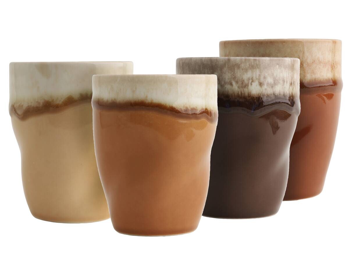 CreaTable Kaffeetassenset Squeezy Mocha braun Steinzeug 4 tlg.