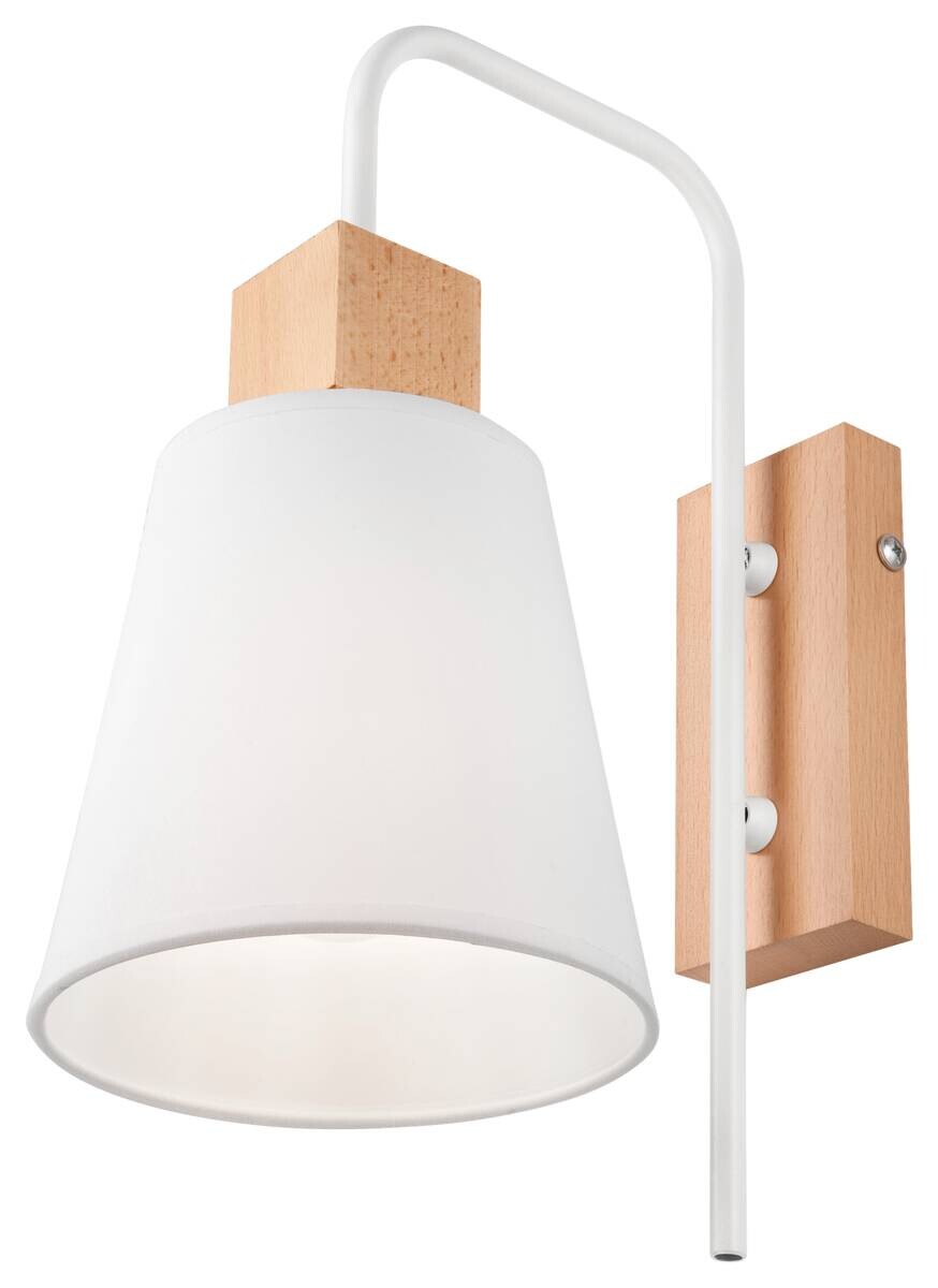 Lamkur Wandleuchte weiß Stahl Holz B/H/L: ca. 31x17x31 cm E27 1 Brennstellen