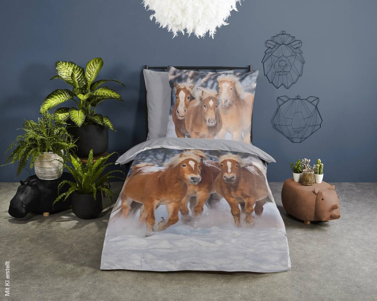 Baumwoll Bettwäsche Happy Horses Flanell