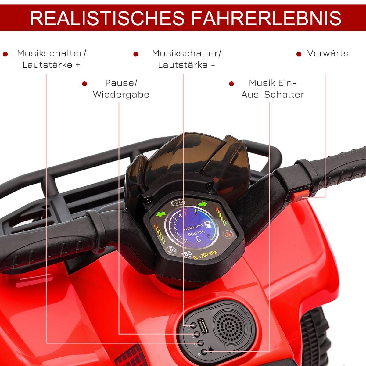 HOMCOM Kinderauto rot B/H/L: ca. 42x70x45 cm