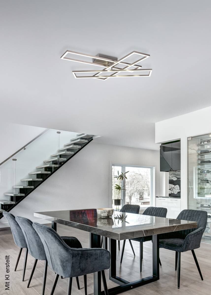Reality LED-Deckenleuchte R64423107 Corso nickel matt Metall B/H/T: ca. 66x10x60 cm 1 Brennstellen