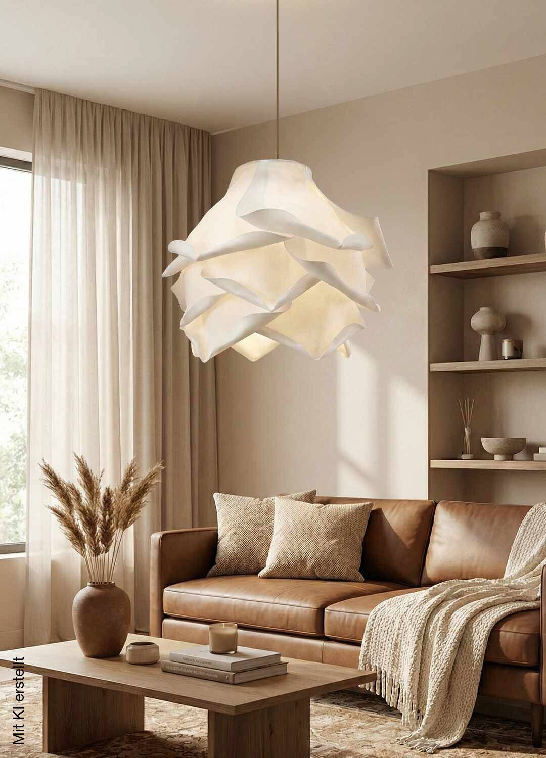 Opviq Pendelleuchte weiß Kunststoff B/H/T/L/D: ca. 58x125x58x58x58 cm E27 1 Brennstellen