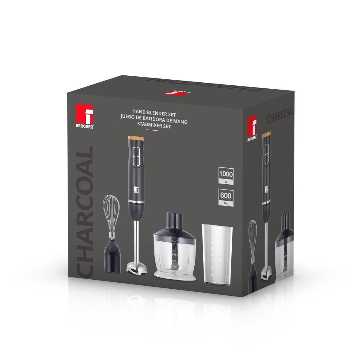 BERGNER Stabmixer-Set schwarz silber Edelstahl B/H/L: ca. 14,2x23,2x24,5 cm