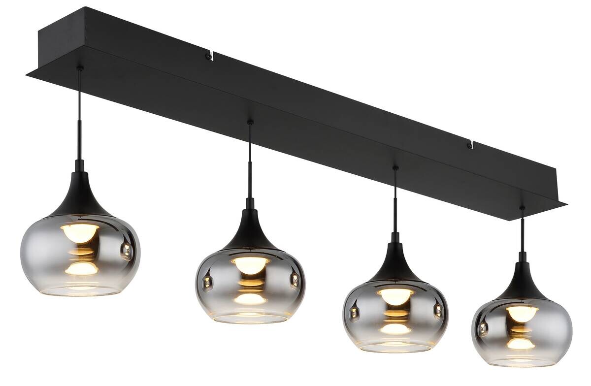 GLOBO LED-Pendelleuchte Rauch schwarz Metall Glas B/H/L: ca. 15x150x90 cm 1 Brennstellen