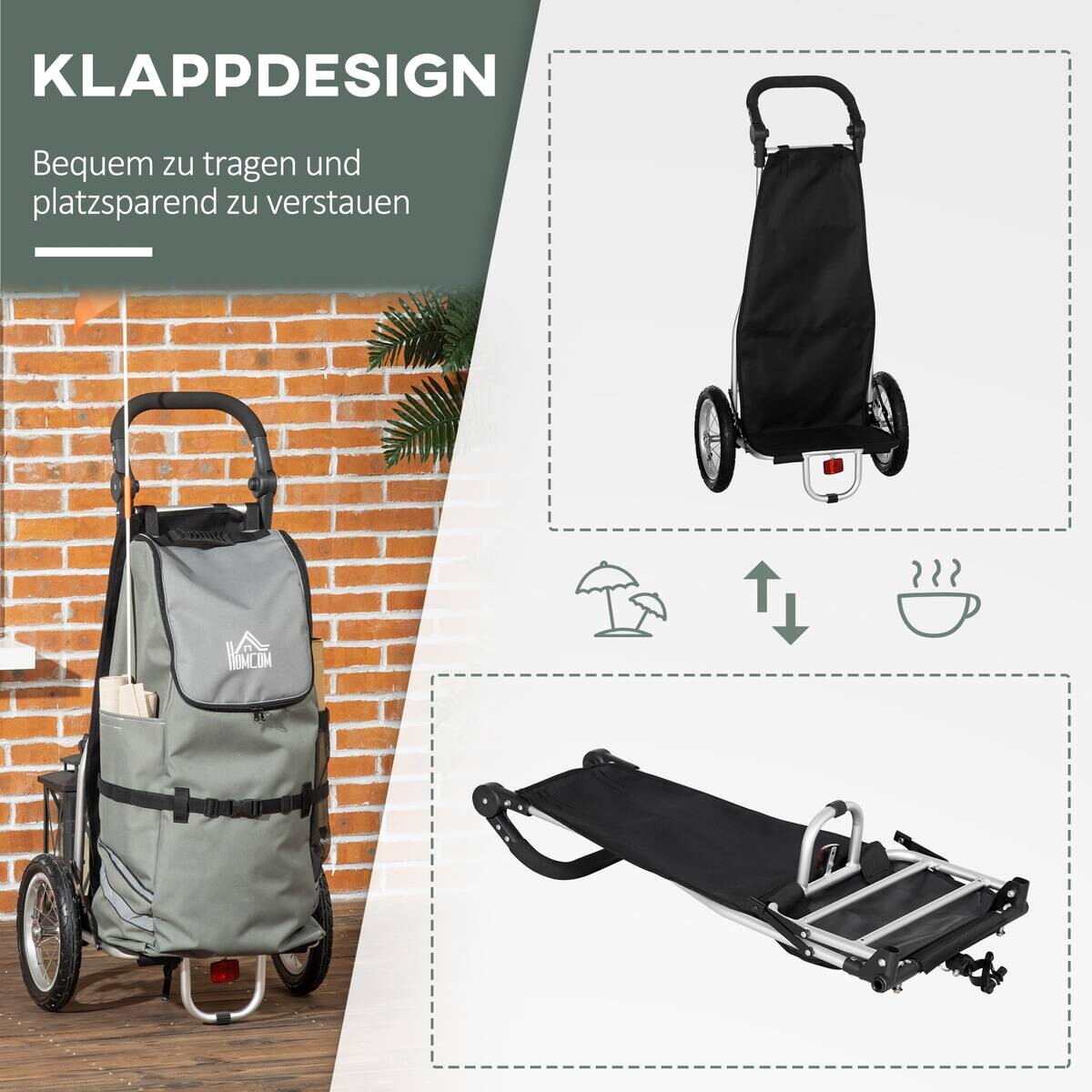 HOMCOM Fahrradanhänger silber silber B/H/L: ca. 43x53x110 cm