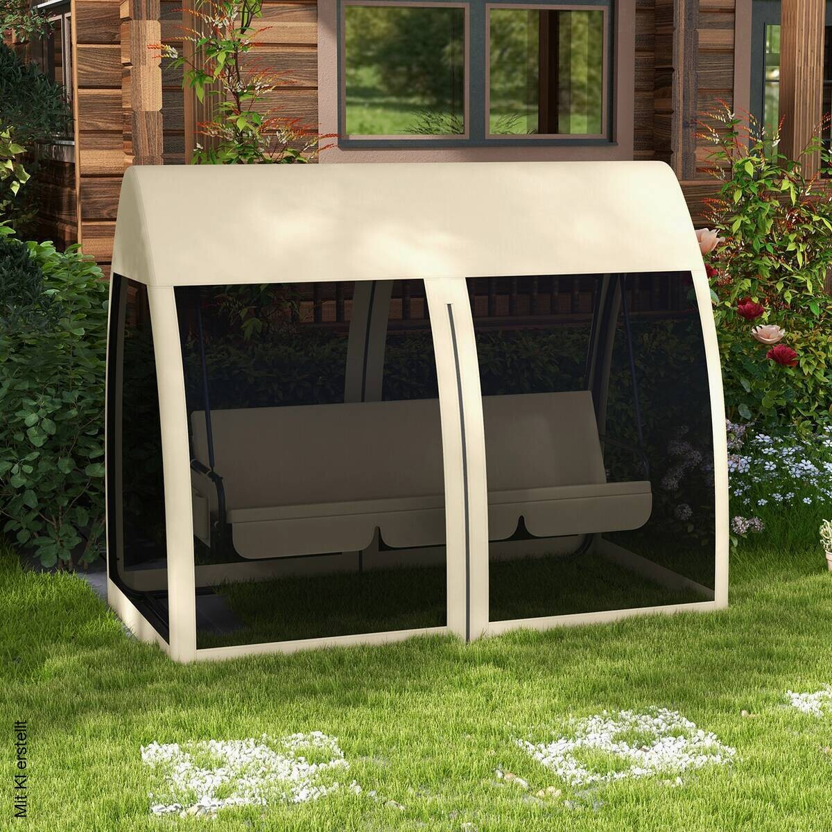 Outsunny Hollywoodschaukel kaffee Metall B/H/L: ca. 140x197x240 cm