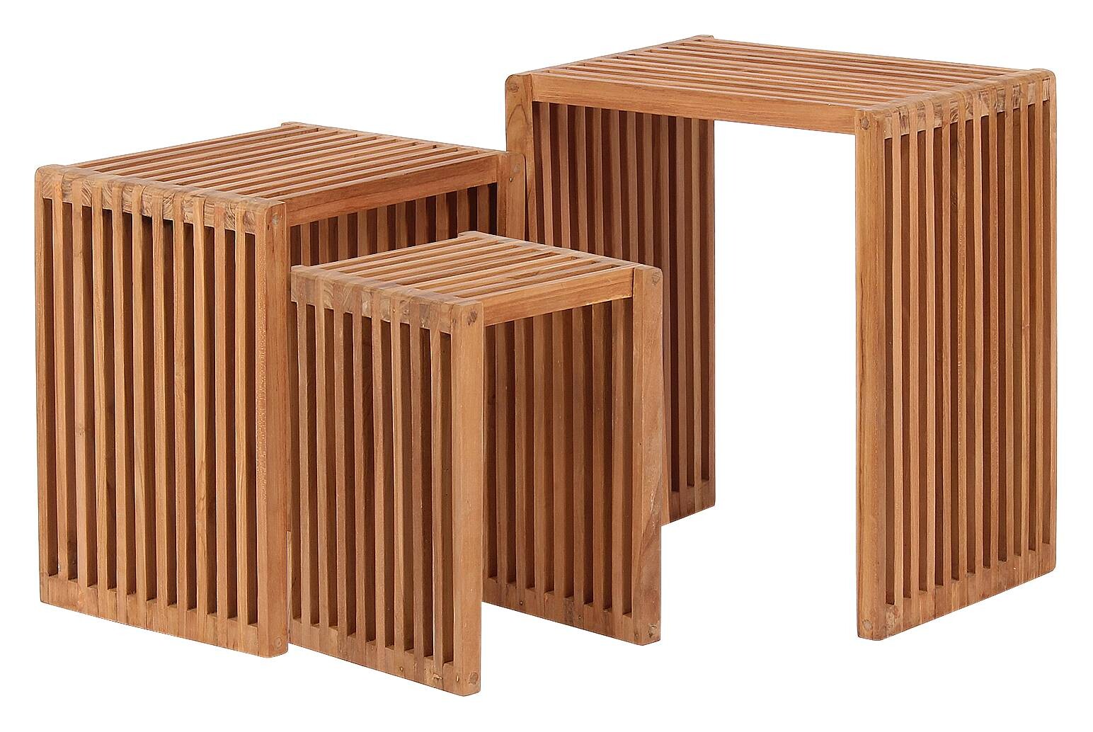 deVries Beistelltisch Woodie hellbraun Teakholz B/H/T: ca. 45x50x30 cm