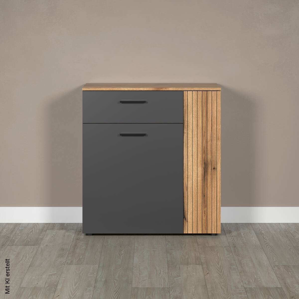Kommode Esteban anthrazit Eiche Evoke Coast Nachbildung B/H/T: ca. 80x86x38 cm