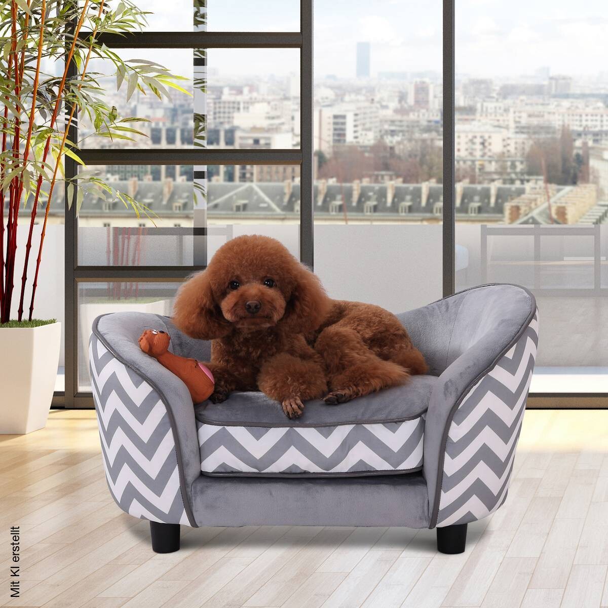 PawHut Hundebett grau Holz B/H/L: ca. 41x33,5x67 cm