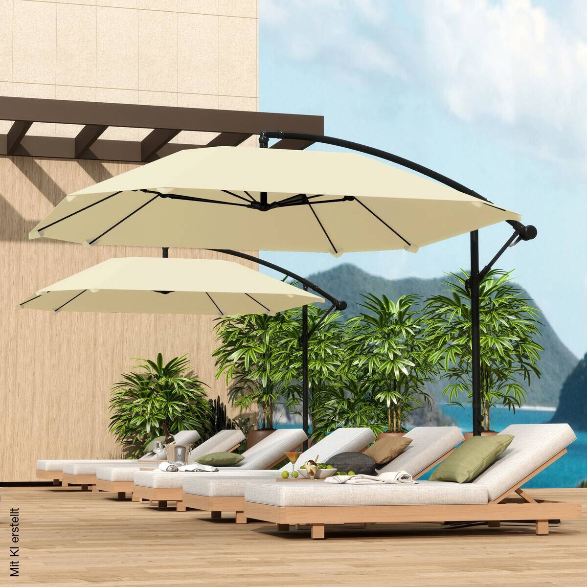 Outsunny Ampelschirm beige Polyester B/H/L: ca. 260x245x304 cm
