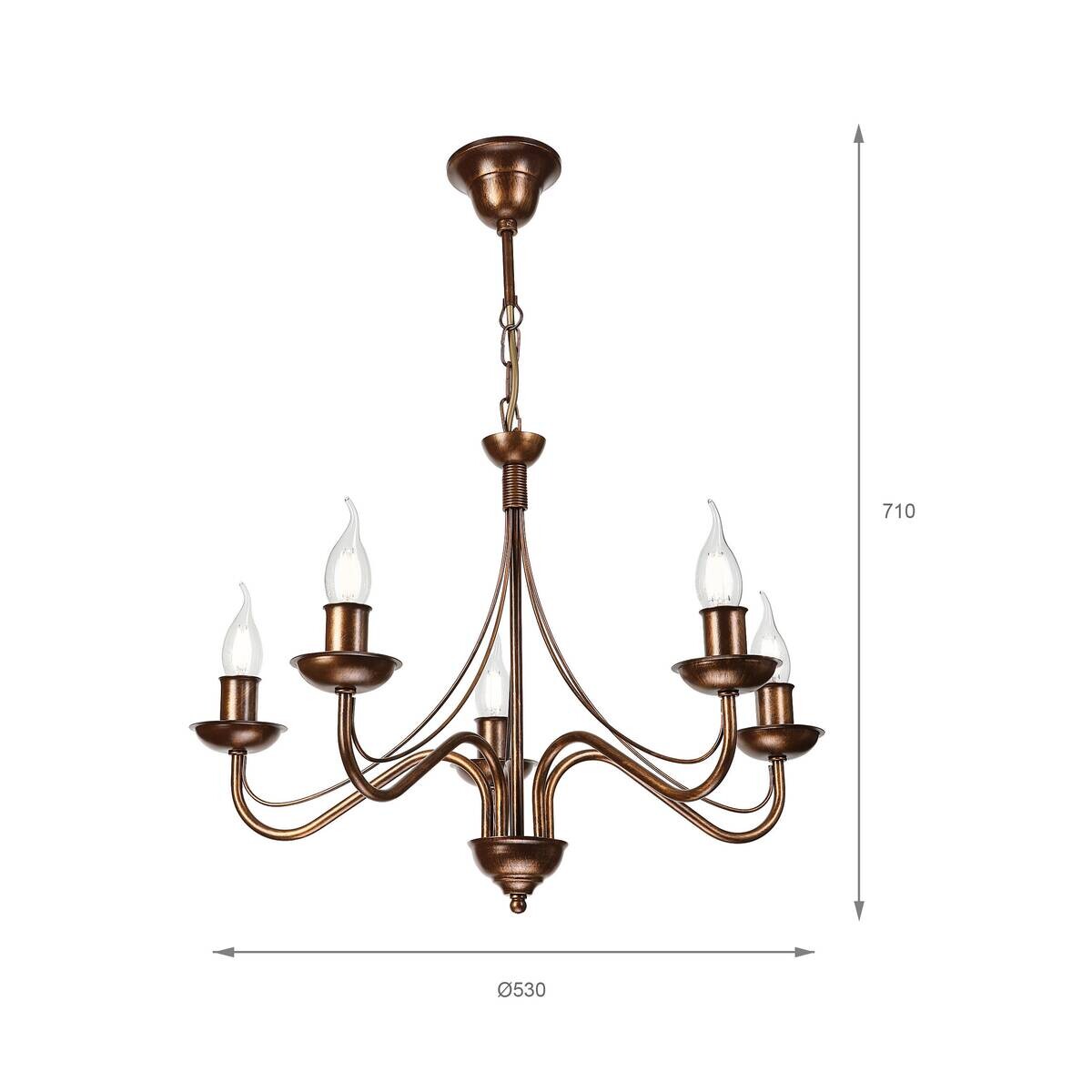 Lamkur Pendelleuchte braun Stahl B/H/L: ca. 53x71x53 cm E14 5 Brennstellen