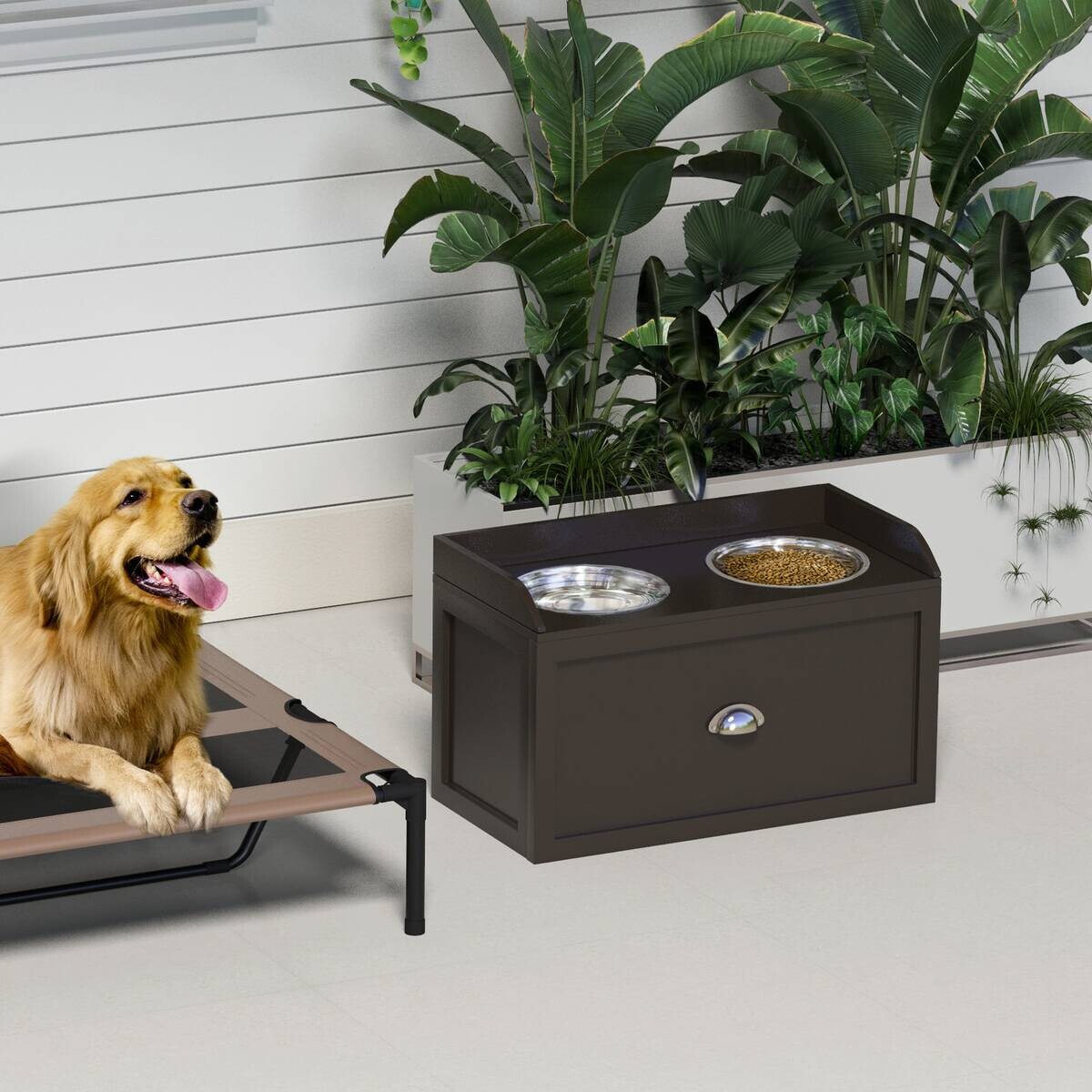 PawHut Hunde-Zubehör braun Edelstahl B/H/L: ca. 30x60x36 cm