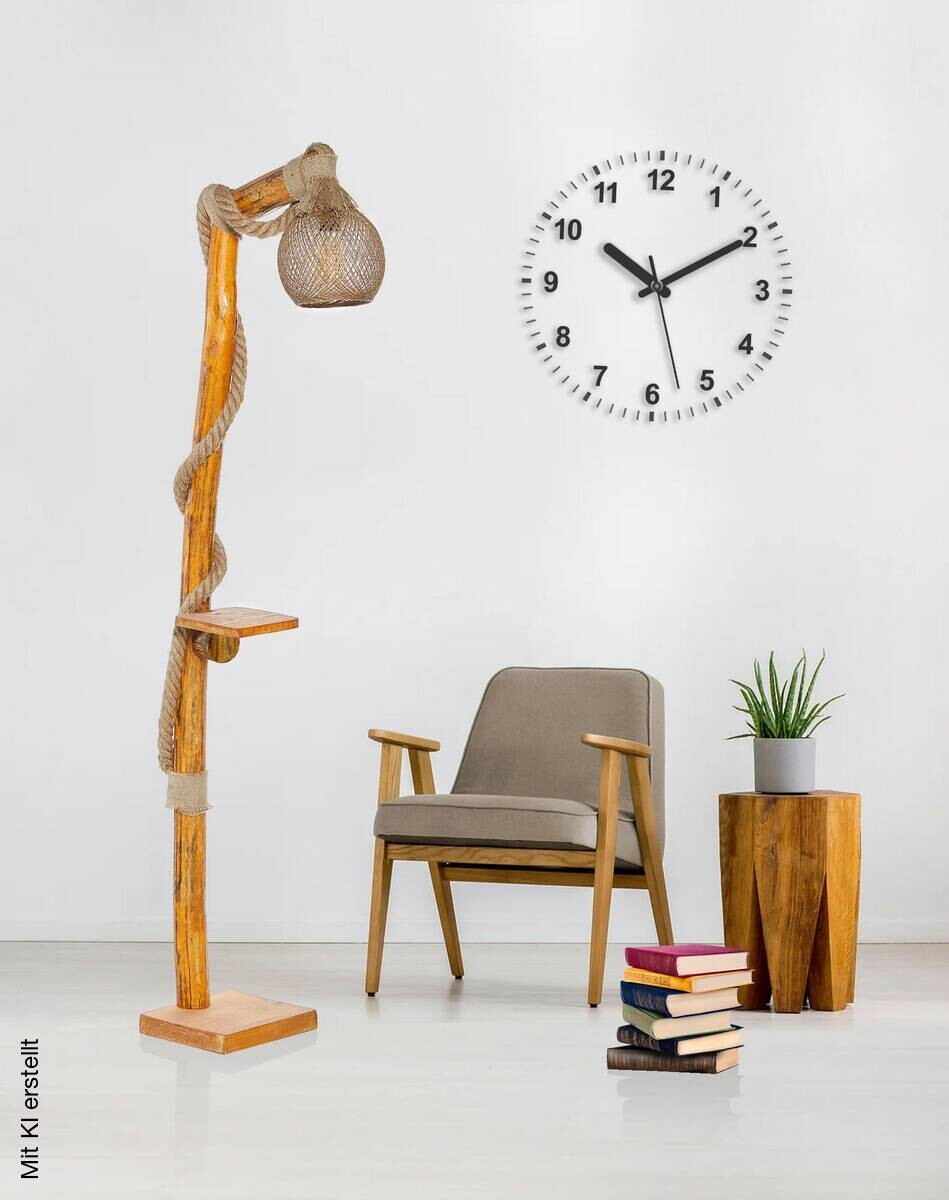 Opviq Stehlampe natur Holz B/H/T/L/D: ca. 24x140x24x24x24 cm E27 1 Brennstellen