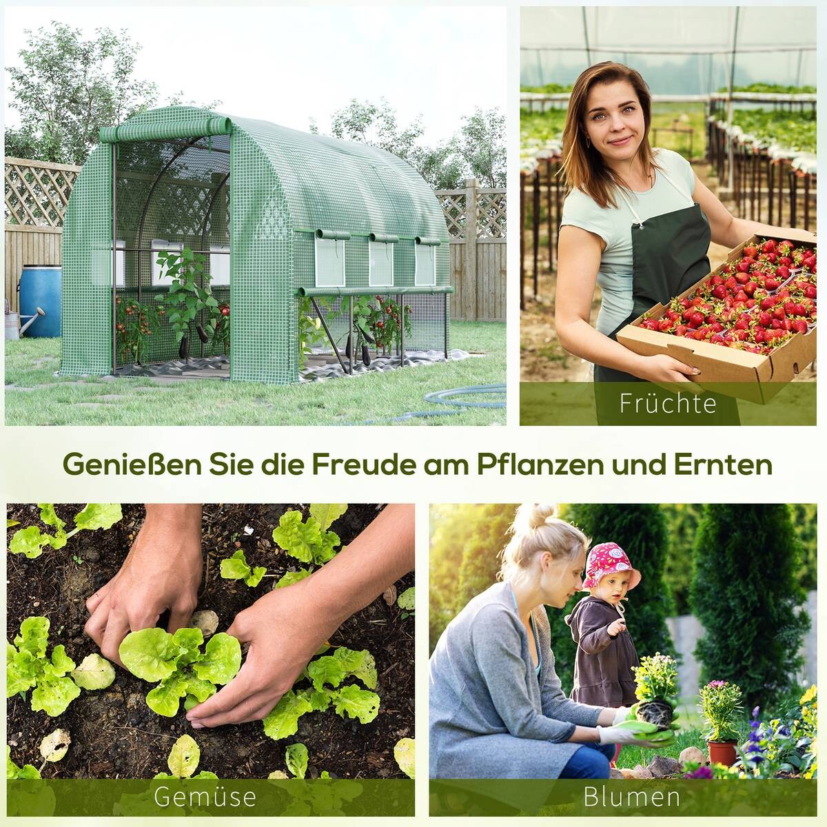 Outsunny Gewächshaus B/H/L: ca. 200x200x295 cm grün