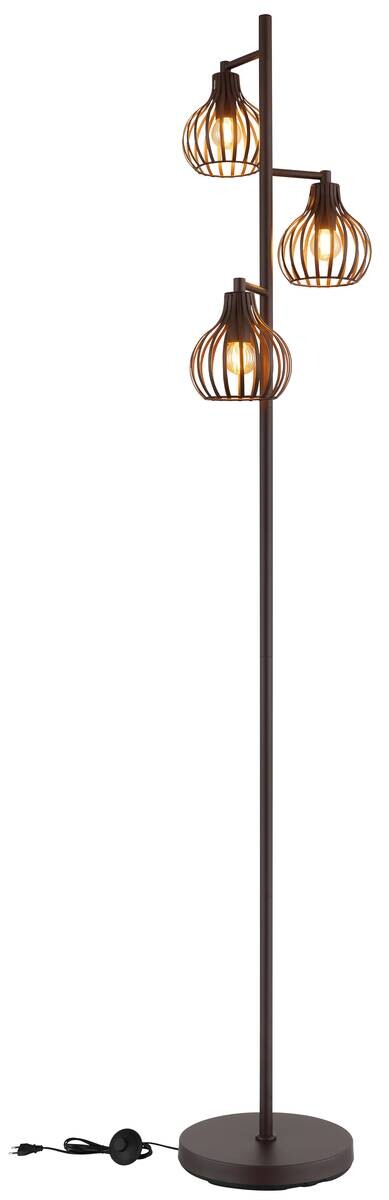 GLOBO Stehlampe rostfarbig Metall H/D: ca. 161x31 cm E14 3 Brennstellen