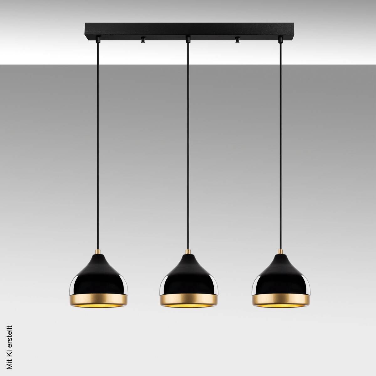 Opviq Pendelleuchte Yildo schwarz B/H/T/L: ca. 17x111x17x67 cm E27 3 Brennstellen