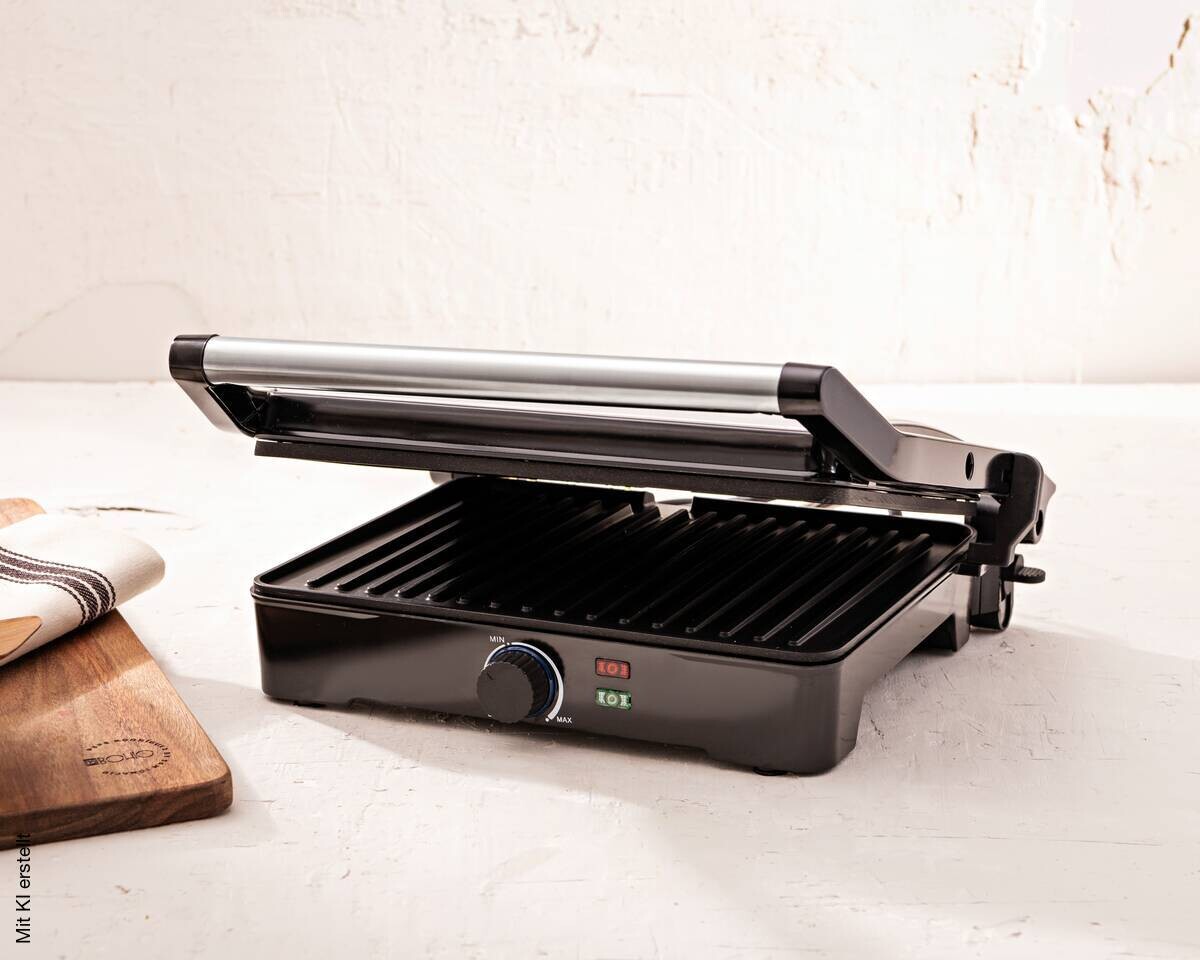 BERGNER Kontaktgrill silber B/H/L: ca. 15x37x38 cm