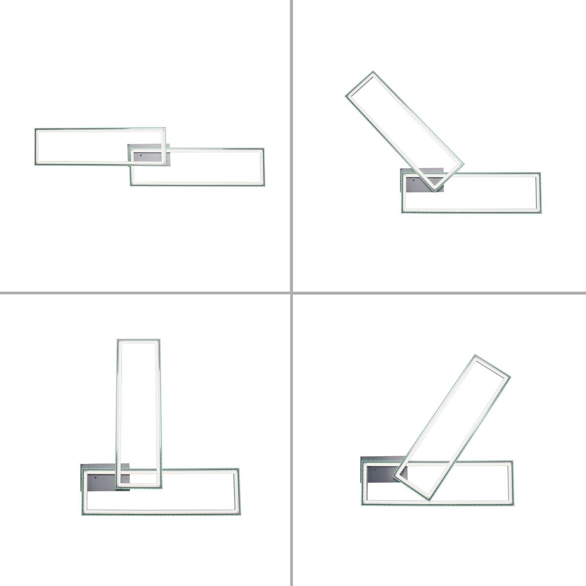 Just Light LED-Deckenleuchte FELIX60 14635-55 stahlfarbig weiß Kunststoff Stahl B/H/T: ca. 121x6,4x72 cm 2 Brennstellen