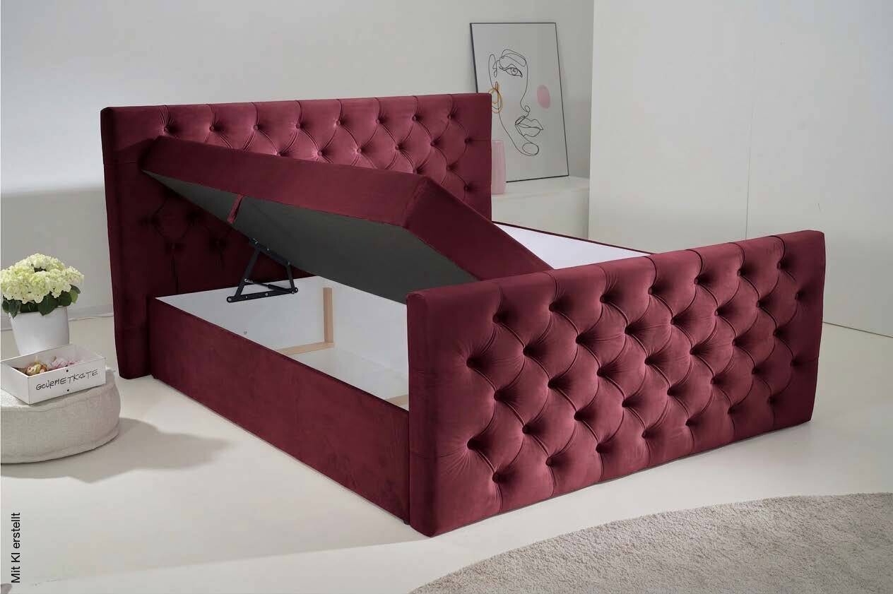 Boxbett Glow burgund Liegefläche B/L: ca. 140x200 cm