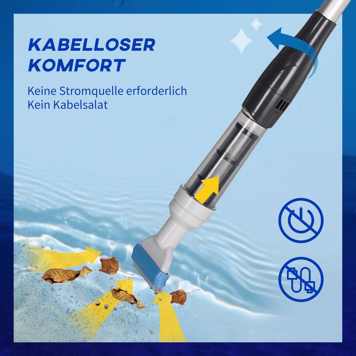 Outsunny Poolsauger mit Teleskopgriff blau Aluminium H/D: ca. 162x6 cm